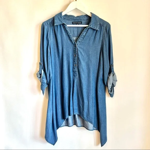 Saks 5th Avenue Chambray Tunic Top - Picture 9 of 11
